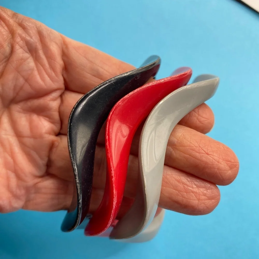 Vintage Wavy Bangle Bracelets Lot Of 3 Red Gray Black